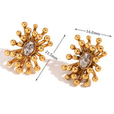 Brincos Elegância de Zircônia em Aço Inox