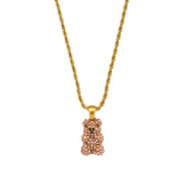 Colar Pingente de Urso com Zircônia Banhado a Ouro 18k
