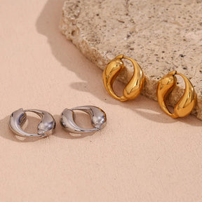 Brincos de Argola Duas Gotas Banhados a Ouro 18K