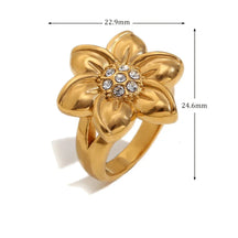 Anel Flor Elegante com Zircônias em Ouro 18K