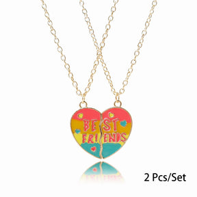 2 Pcs/Set Best Friends Pendant Necklace for Women Cute Avocado Lover Broken Heart Clavicle Chain BFF Best Friends Jewelry Gifts
