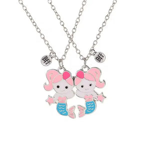Cute Animal Magnet Necklaces for Women Girls Kawaii Best Friends Cat Rabbit Animal Pendant Chain BFF Friendship Jewelry Gifts