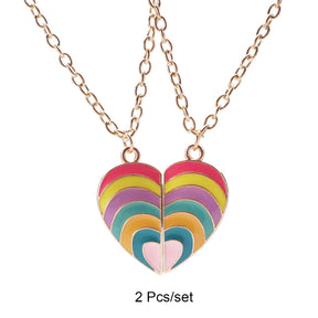 2 Pcs/Set Best Friends Pendant Necklace for Women Cute Avocado Lover Broken Heart Clavicle Chain BFF Best Friends Jewelry Gifts