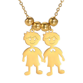 Stainless Steel Necklace Boy Girl Kids Pendant Necklace for Women Men Beads Chain Choker Family Jewelry Gift collares aesthethic