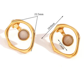 Brincos Elegantes de Zircônia em Aço Inoxidável TT