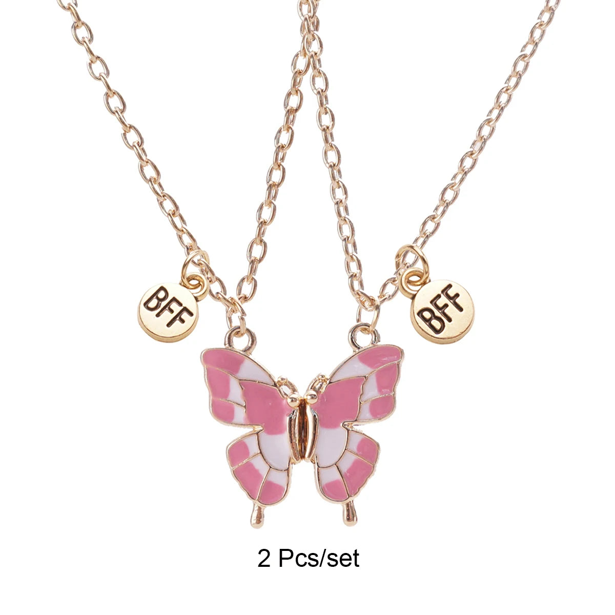 2 Pcs/set Best Friends Pendant Necklace For Woman Magnetic Adjustable Butterfly Lover Broken Heart Chain BFF Jewelry Gifts