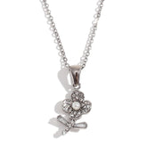 Colar Elegante com Pingente de Flor e Zircônia