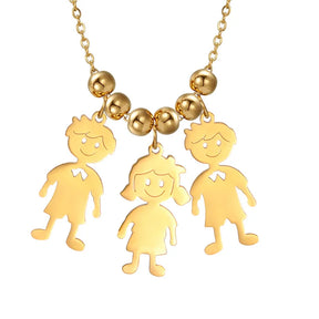 Stainless Steel Necklace Boy Girl Kids Pendant Necklace for Women Men Beads Chain Choker Family Jewelry Gift collares aesthethic