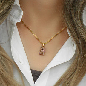 Colar Pingente de Urso com Zircônia Banhado a Ouro 18k