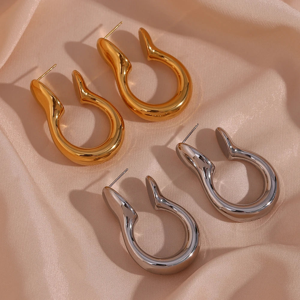 Brincos Elegantes de Argola Banhados a Ouro e Prata