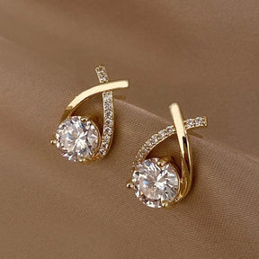Brincos Cruzados Elegantes com Cristais
