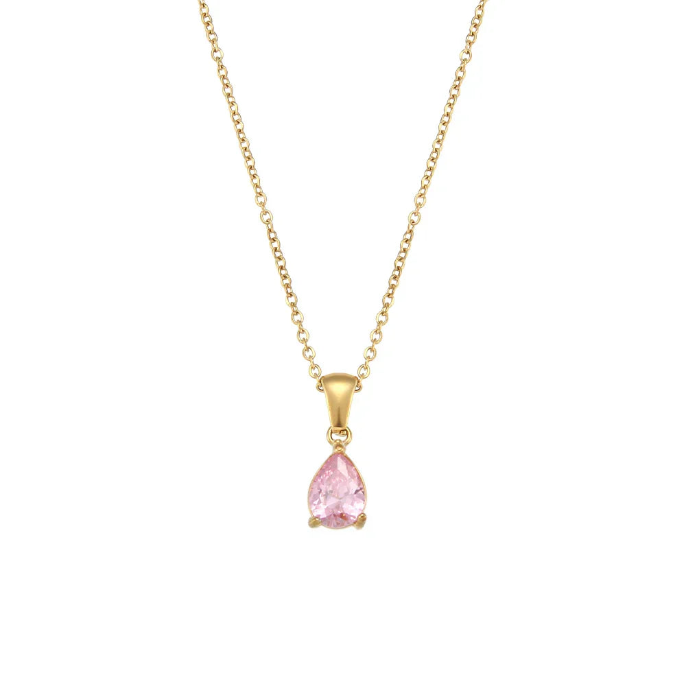 Colar Cristal Colorido Waterdrop Banhado a Ouro
