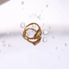 Anel Olho Dourado com Zircônia Ajustável