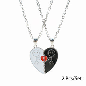 2 Pcs/Set Best Friends Pendant Necklace for Women Cute Avocado Lover Broken Heart Clavicle Chain BFF Best Friends Jewelry Gifts