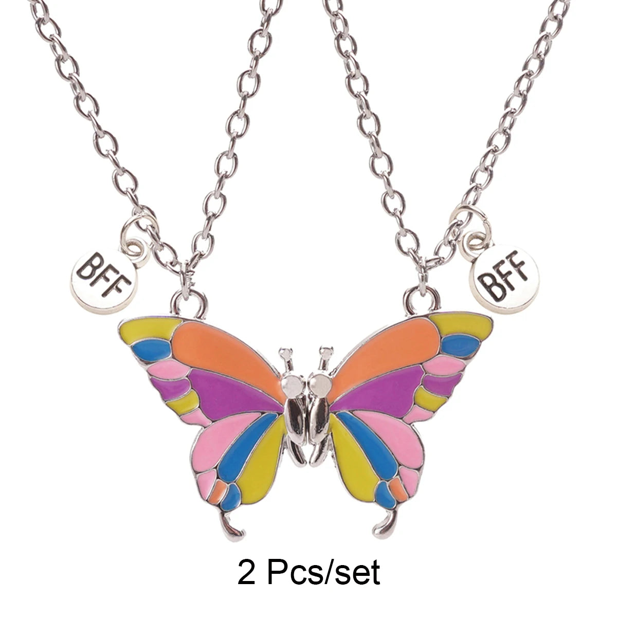 2 Pcs/set Best Friends Pendant Necklace For Woman Magnetic Adjustable Butterfly Lover Broken Heart Chain BFF Jewelry Gifts