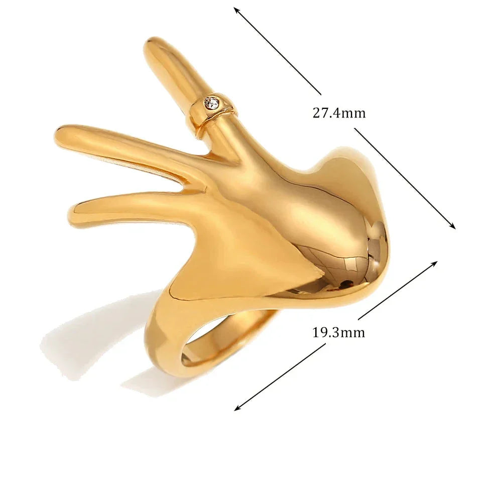 Anel Mão Elegante com Zircônia