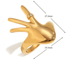 Anel Mão Elegante com Zircônia