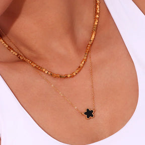 Colar Elegante de Aço Inoxidável com Zircônias