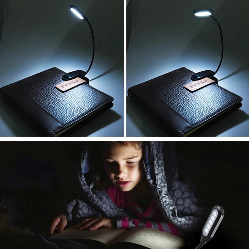 Mini led livro luz da noite ajustável clip-on lâmpada de mesa alimentado por bateria flexível proteção para os olhos estudo leitura candeeiro de mesa