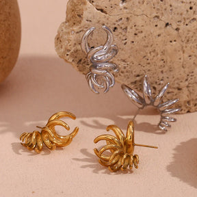 Brincos Elegantes de Pétalas em Aço Inoxidável