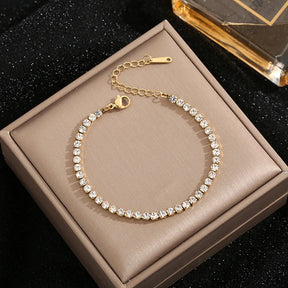 Pulseira Dourada de Zircão Brilhante - Joias Burnetts