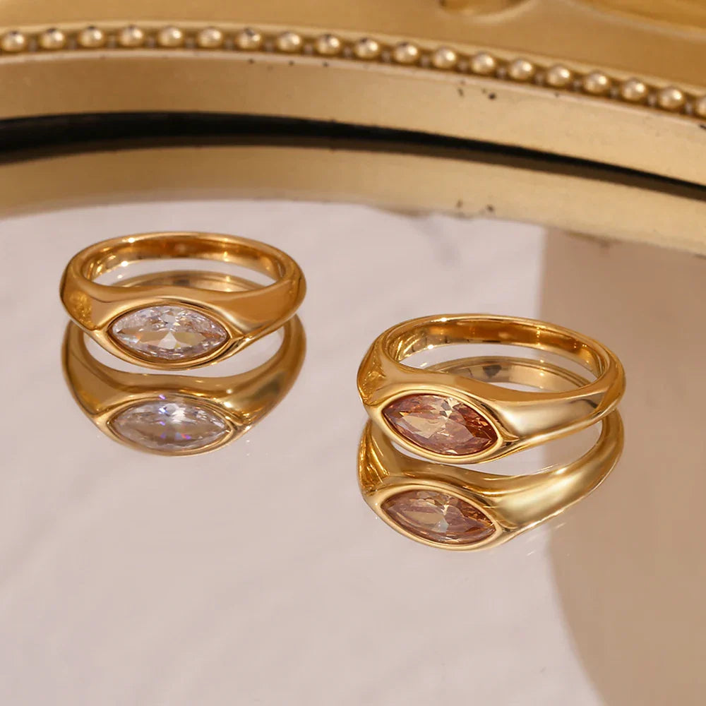 Anel Belle-Horse de Zircão Banhado a Ouro 18K - BT