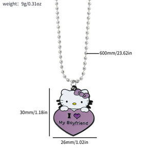1 Pair Sanrio Hello Kitty Couple Necklace I Love My Girlfriend Boyfriend Pendant Necklace for Valentine's Day Gifts Accessories