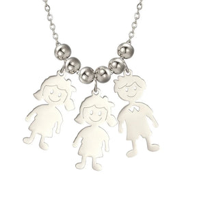 Stainless Steel Necklace Boy Girl Kids Pendant Necklace for Women Men Beads Chain Choker Family Jewelry Gift collares aesthethic