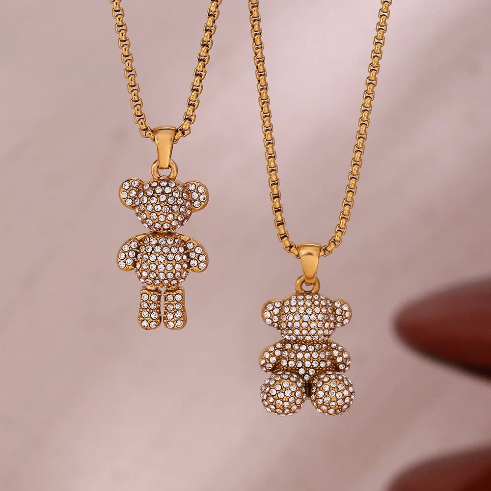 Colar Pingente Ursinho Banhado a Ouro 18K