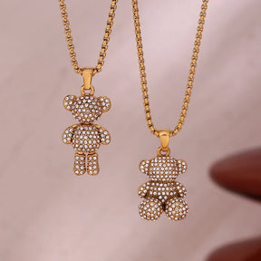 Colar Pingente Ursinho Banhado a Ouro 18K