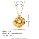 Colar Pingente Flor de Pérola Elegante em Aço Inoxidável 18K