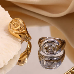Anel Vortex Elegante Banhado a Ouro 18K