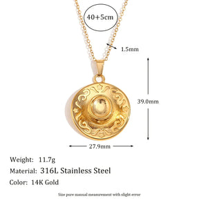 Colar Pingente Chapéu Cowboy em Aço Inoxidável 18K