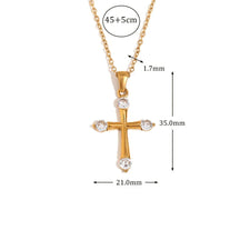 Colar Cruz Minimalista com Zircônia em Aço Inoxidável