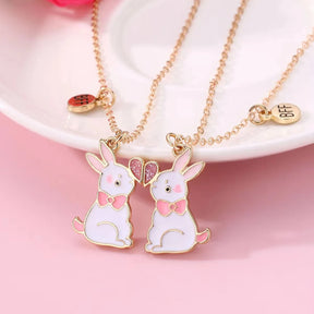 Cute Animal Magnet Necklaces for Women Girls Kawaii Best Friends Cat Rabbit Animal Pendant Chain BFF Friendship Jewelry Gifts