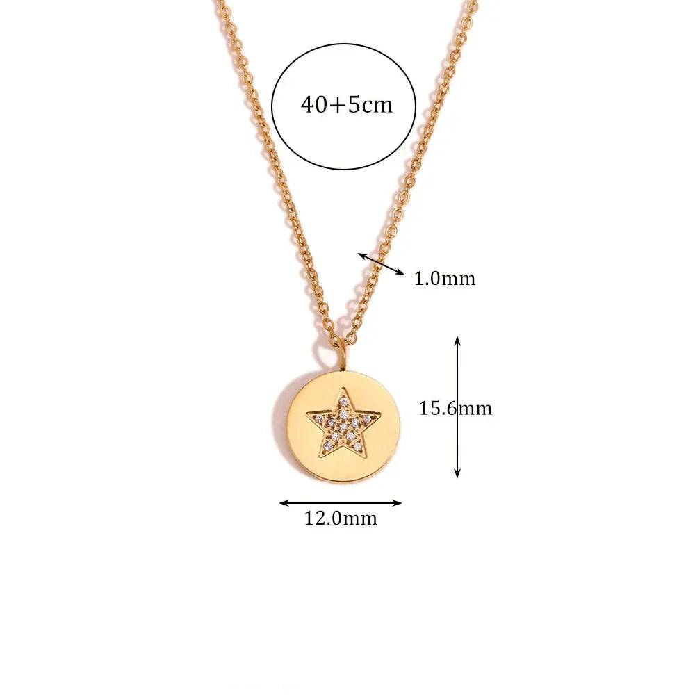 Colar Estrela em Aço Inoxidável com Zircônia