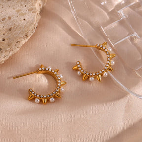 Brincos de Argola Belle com Pérolas e Zircônias