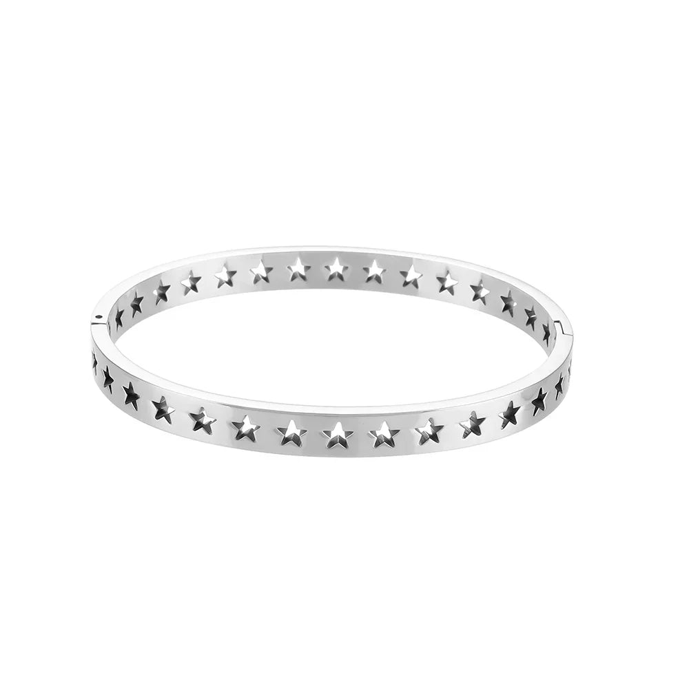 Pulseira Estrelada Burnetts Joias em Aço Inoxidável