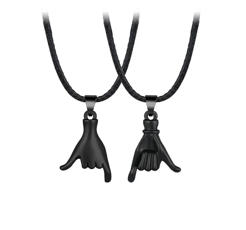 2pcs/set Pull Hook Hands Couple Necklace Pinky Swear Promise Love Hug Chain Necklace for Best Friend Couples Birthday Gifts