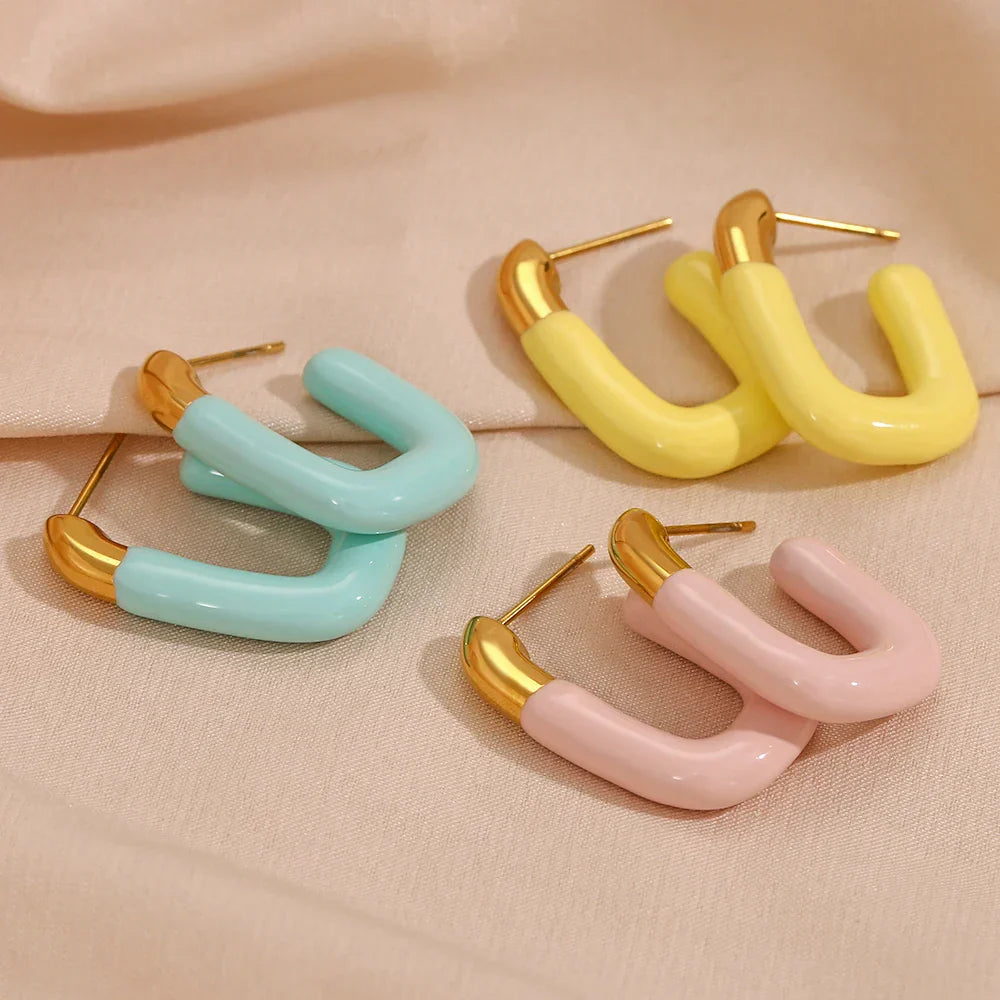 Brincos Esmaltados Elegantes em Cores Pastel