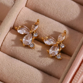 Brincos Elegantes Folha de Zircônia Belle