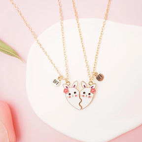 2 Pcs/Set Magnetism Best Friends Pendant Necklace for Women Rabbit Lover Broken Heart Clavicle Chain BFF Best Friends Jewelry