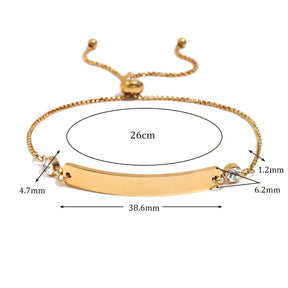 Pulseira Elegante com Placa de Zircônia Ajustável