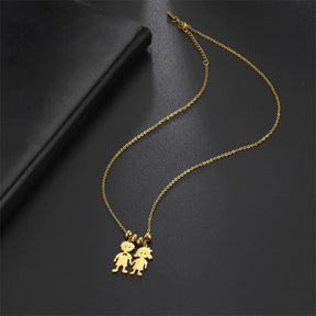 Stainless Steel Necklace Boy Girl Kids Pendant Necklace for Women Men Beads Chain Choker Family Jewelry Gift collares aesthethic