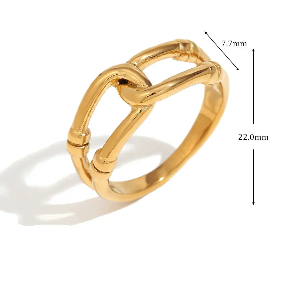 Anel Elegante de Camada Dupla em Aço Inoxidável 18K