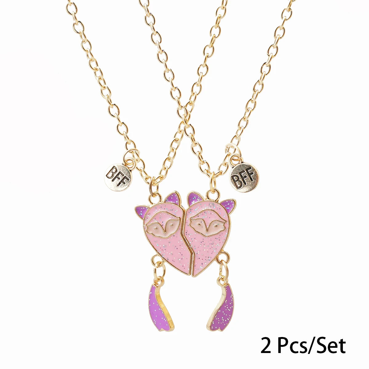 2 Pcs/set Best Friends Pendant Necklace For Woman Magnetic Adjustable Rainbow Daisy Lover Broken Heart Chain BFF Jewelry Gifts