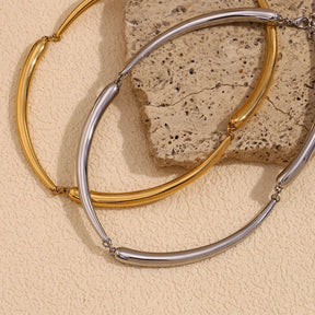 Colar Elegante de Bambu Banhado a Ouro
