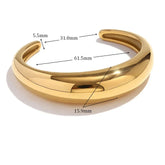 Pulseira Elegante Aberta em Aço Inoxidável Banhada a Ouro