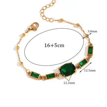 Pulseira Elegante Verde com Zircônia e Aço Inoxidável
