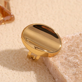 Anel Elíptico Curvo Banhado a Ouro 18K